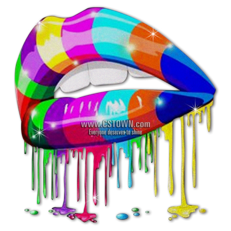 Painted Colorful Lips Printable Glitter Heat Transfer